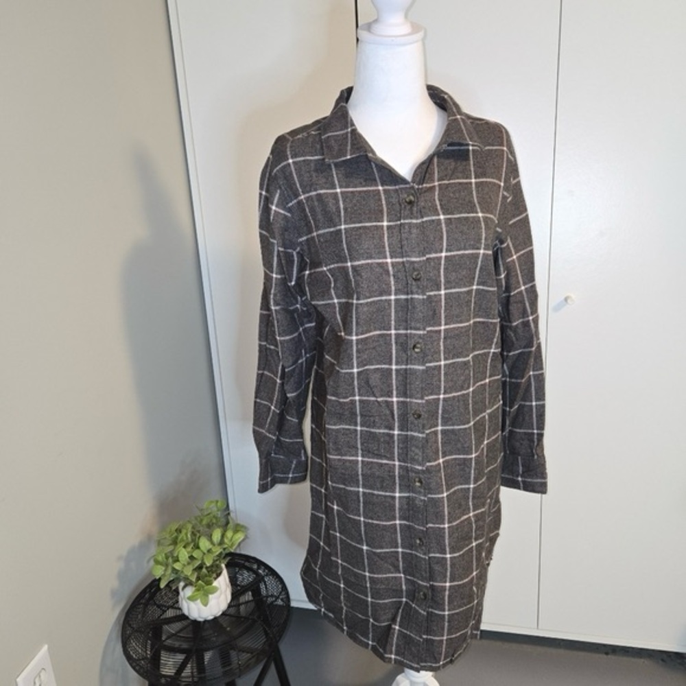 HATLEY large Grey  Cotton womens shirt dress